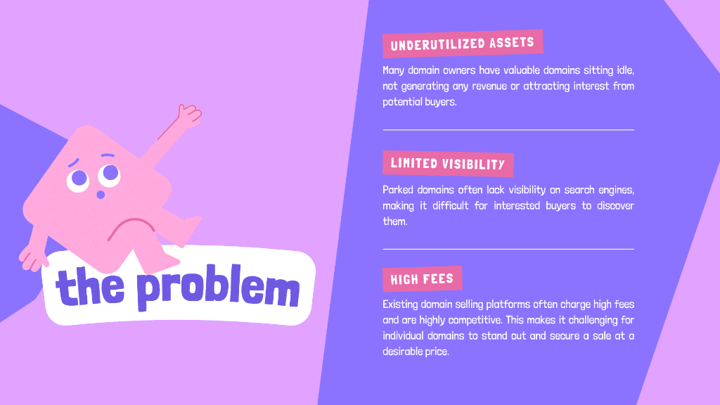 Valia concept slide — the problem with parked domains